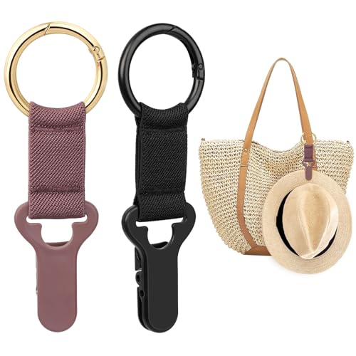 Niveaya Hat Clip for Travel on Bag - 2 Pack, Vacation Beach Cruise Essentials Accessory for Travel Handbag Backpack Luggage, Securely Hold to Keep Hat Shaped, Hands-Free, Black+Purple - Image 1
