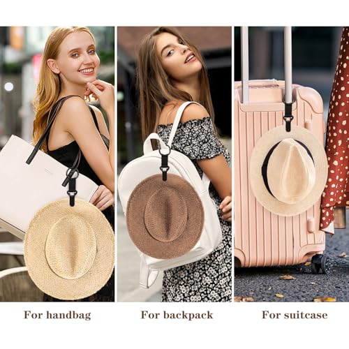 Niveaya Hat Clip for Travel on Bag - 2 Pack, Vacation Beach Cruise Essentials Accessory for Travel Handbag Backpack Luggage, Securely Hold to Keep Hat Shaped, Hands-Free, Black+Purple - Image 3