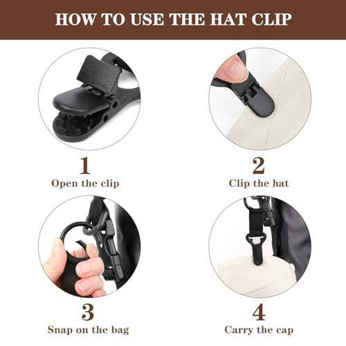 Niveaya Hat Clip for Travel on Bag - 2 Pack, Vacation Beach Cruise Essentials Accessory for Travel Handbag Backpack Luggage, Securely Hold to Keep Hat Shaped, Hands-Free, Black+Purple - Image 5