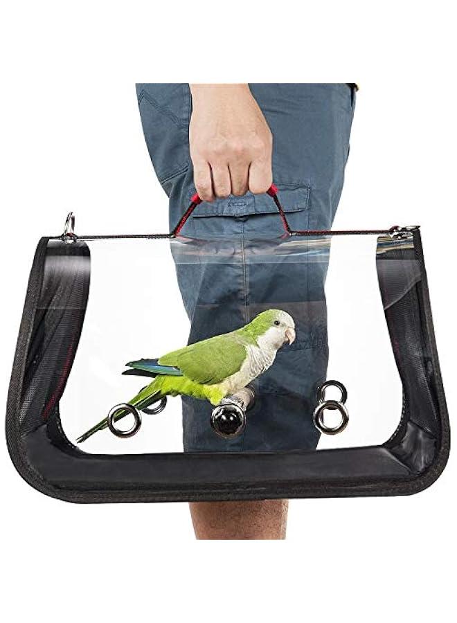 Travel-Friendly Bird Carrier with Feeder Cups & Perch (Medium 16 x 9 x 11, Red) - Image 1