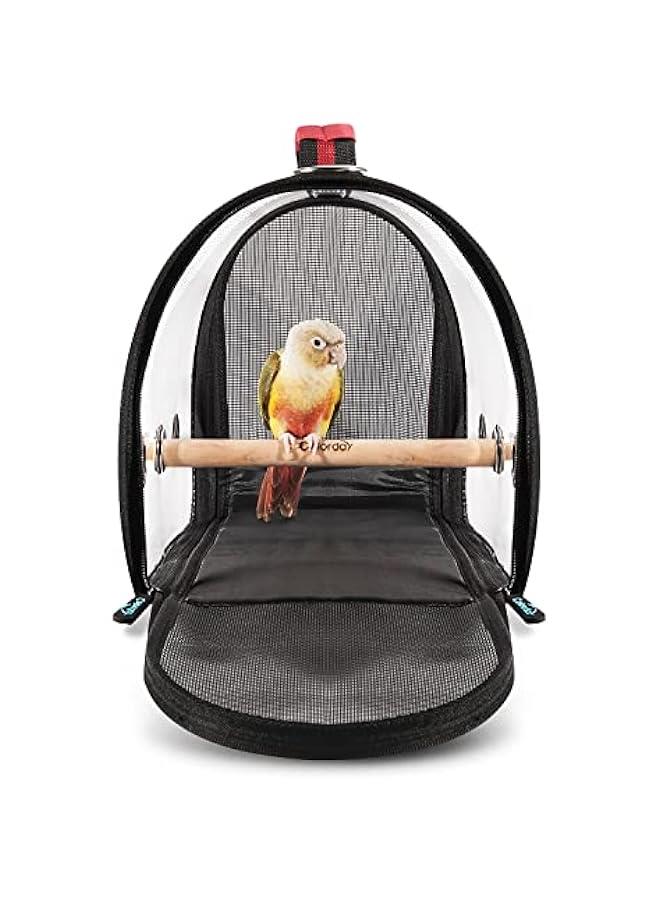 Travel-Friendly Bird Carrier with Feeder Cups & Perch (Medium 16 x 9 x 11, Red) - Image 3