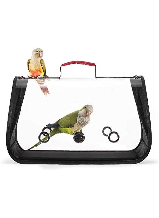 Travel-Friendly Bird Carrier with Feeder Cups & Perch (Medium 16 x 9 x 11, Red) - Image 4