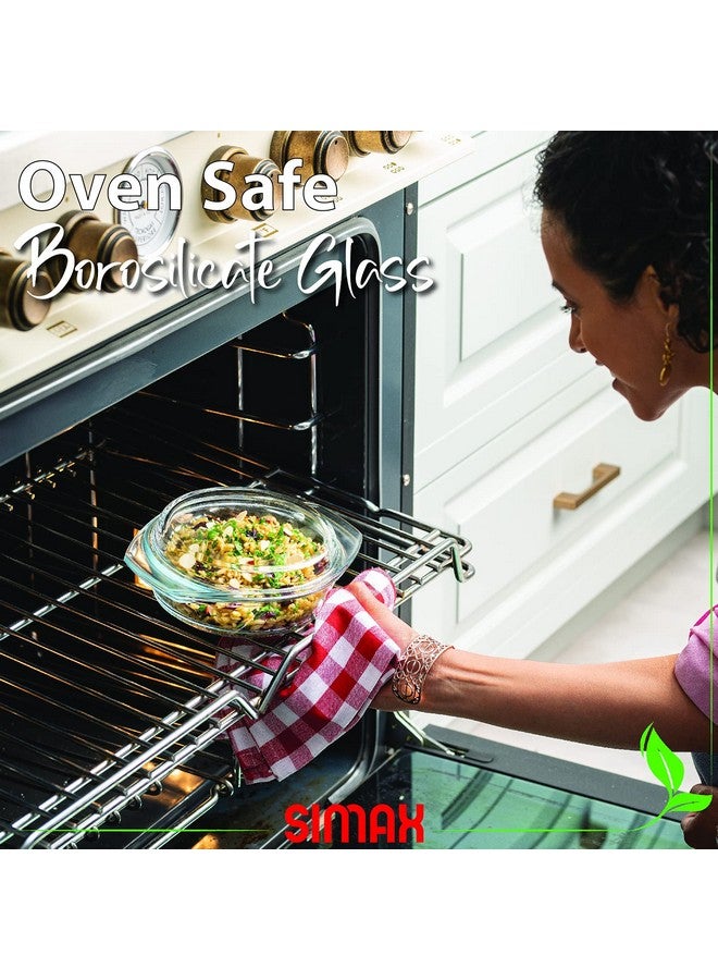 SIMAX Glass Casserole Dish, Clear Glass Round Casserole Dish with Lid and Handles, 1 Quart Covered Bowl for Cooking, Baking, Serving, Microwave, Dishwasher, and Oven Safe Cookware - Image 4