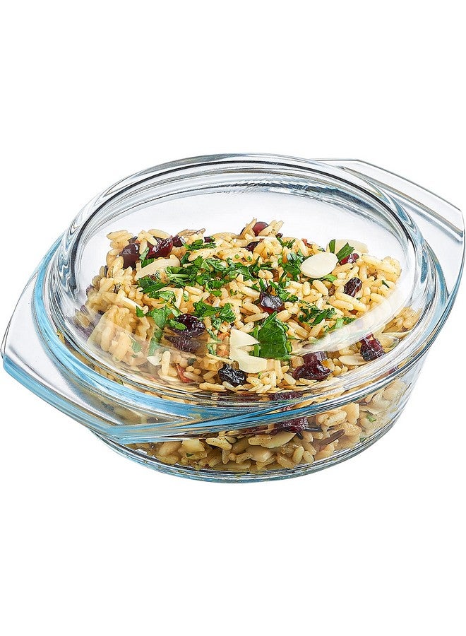 SIMAX Glass Casserole Dish, Clear Glass Round Casserole Dish with Lid and Handles, 1 Quart Covered Bowl for Cooking, Baking, Serving, Microwave, Dishwasher, and Oven Safe Cookware - Image 1