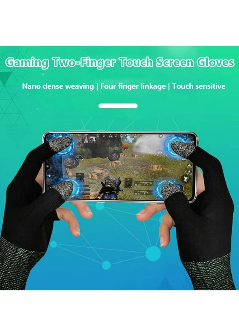 E-Sports Gaming Gloves Finger Sleeves Anti-Sweat Breathable Thumb for Highly Sensitive Nano-Silver Fiber Material and Nylon PUBG Mobile Phone Games Accessories (Black) - Image 3