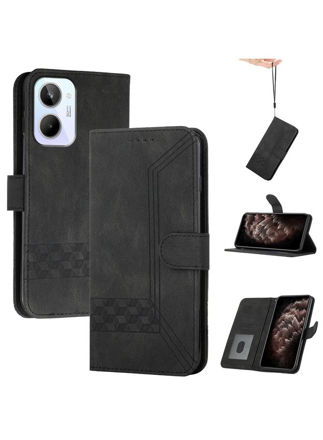S-TOP Case For Realme 10 4G Cubic Skin Feel Flip Leather Phone Case - Image 1