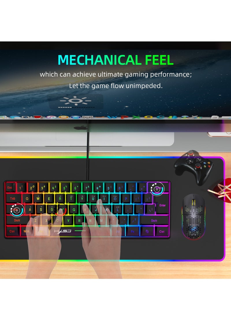 HXSJ V700  Keyboard and T66 Wireless Gaming Mouse Set, Wired/Wireless/Bluetooth Tri Modes Gaming Mouse  - Image 2