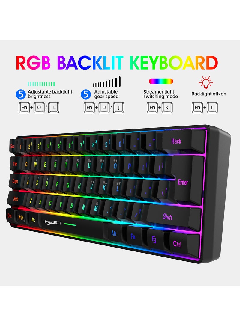 HXSJ V700  Keyboard and T66 Wireless Gaming Mouse Set, Wired/Wireless/Bluetooth Tri Modes Gaming Mouse  - Image 5