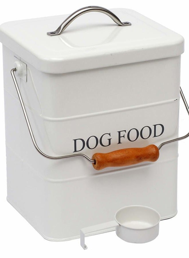 Morezi Dog Food Treat Storage Container with lid scoop included - Perfect Farmhouse Dog Food Bin for Kitchen Countertop, Shelf, Decoration Home - Dog Food - White - Image 1