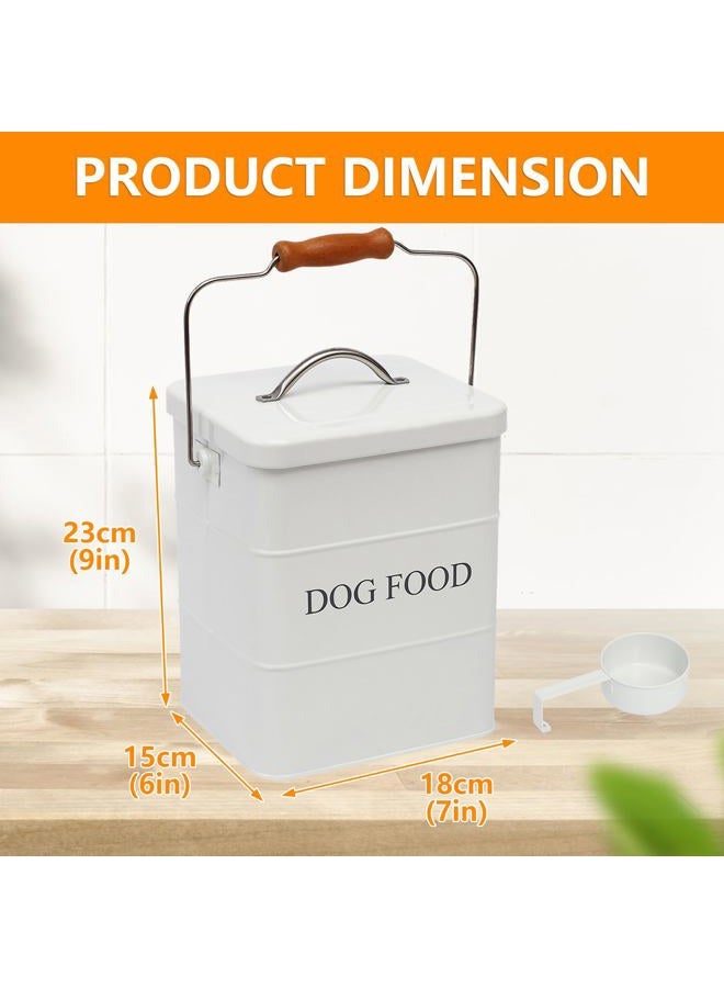 Morezi Dog Food Treat Storage Container with lid scoop included - Perfect Farmhouse Dog Food Bin for Kitchen Countertop, Shelf, Decoration Home - Dog Food - White - Image 3
