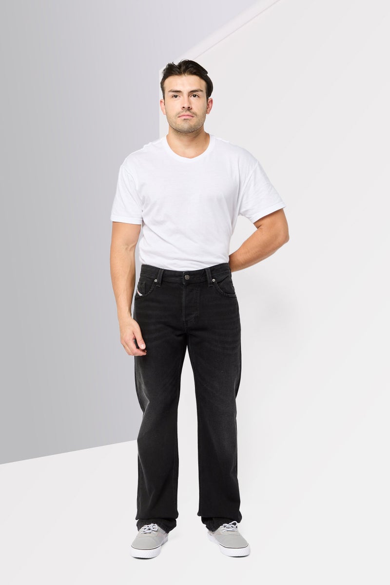 DIESEL Men Markee Straight Fit Washed No-Stretch Denim Jeans, Black  - Image 2