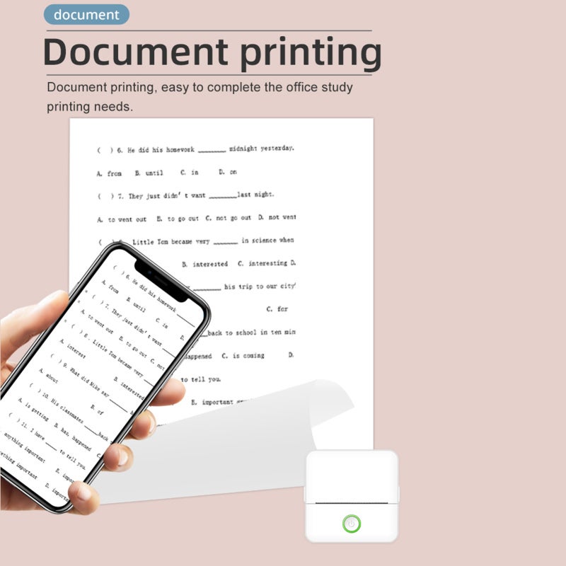 Mini Portable Printer: White, High-clear Printing - One-click Printing Sticker Printer for Home Office, Study Room & Memory Preservation - Image 5