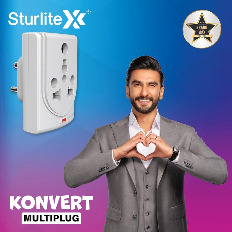 Sturlite Sturlite Konvert Multiplug 616 Conversion Universal AC Travel Adapter6Amp 240V ABS Strong Body Socket Pack of 2  - Image 2