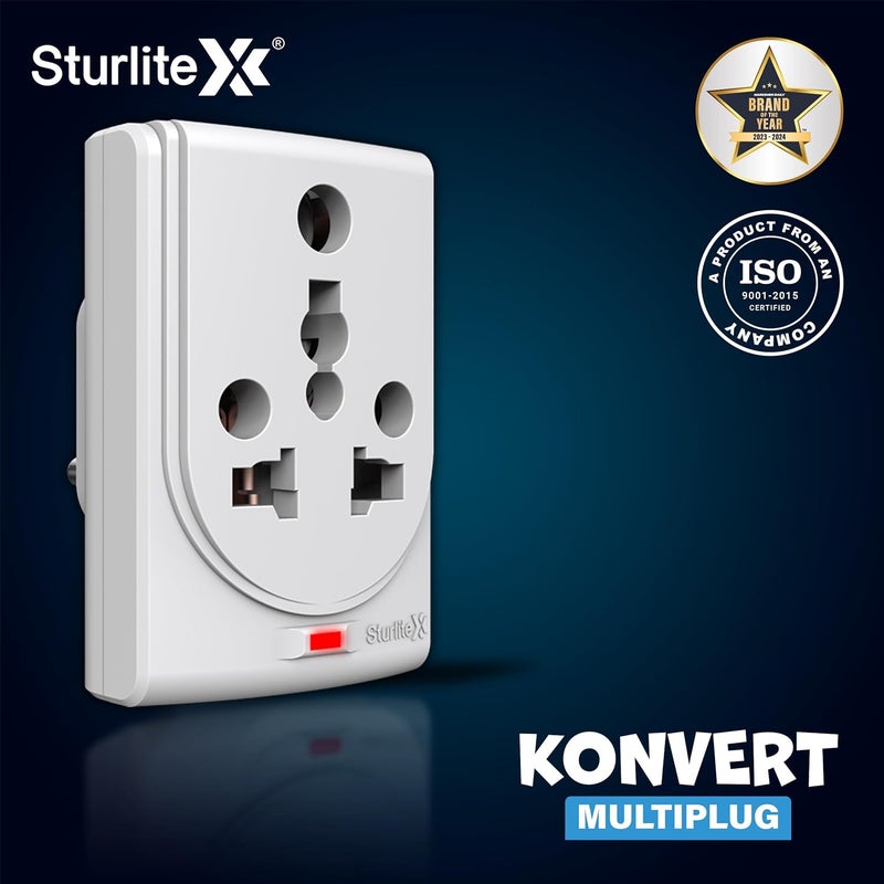 Sturlite Sturlite Konvert Multiplug 616 Conversion Universal AC Travel Adapter6Amp 240V ABS Strong Body Socket Pack of 2  - Image 3