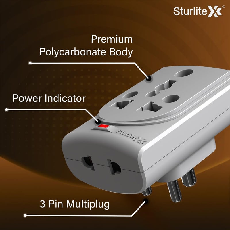 Sturlite Sturlite Konvert Multiplug 616 Conversion Universal AC Travel Adapter6Amp 240V ABS Strong Body Socket Pack of 2  - Image 5