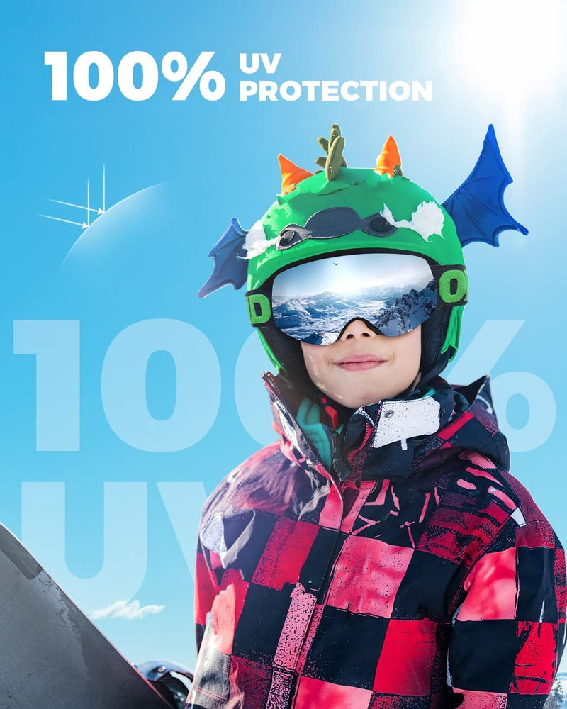 OMID Kids Ski Goggles, Z1 Anti-fog UV Protection Snow Goggles Frameless OTG Snowboard Goggles for Boys Girls Youth - Image 3