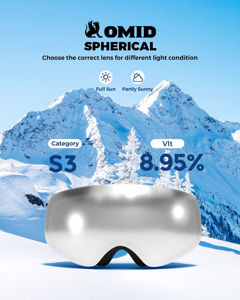 OMID Kids Ski Goggles, Z1 Anti-fog UV Protection Snow Goggles Frameless OTG Snowboard Goggles for Boys Girls Youth - Image 4