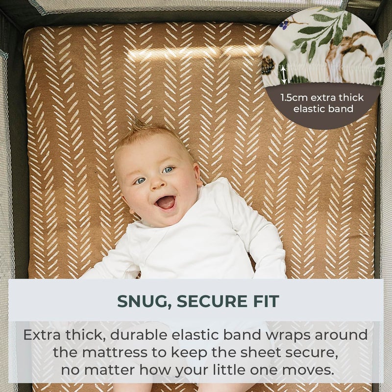 Pobibaby - 2 Pack Premium Pack N Play Sheets Fitted for Standard Pack and Plays and Mini Cribs - Ultra-Soft Cotton Blend, Stylish Woodland Pattern, Safe and Snug for Baby (Wildlife) - Image 4