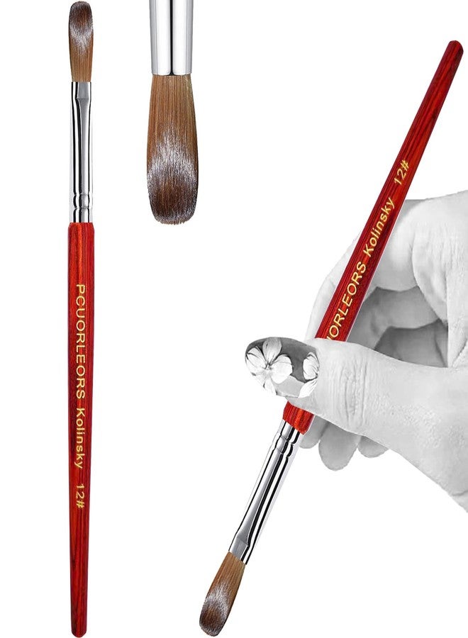 PCUORLEORS Acrylic Nail Brush with 100% Pure Kolinsky Sable Hair and Red Wood Hand, Professional Kolinsky/Gel Brush for Acrylic Application (size 12) - Image 1
