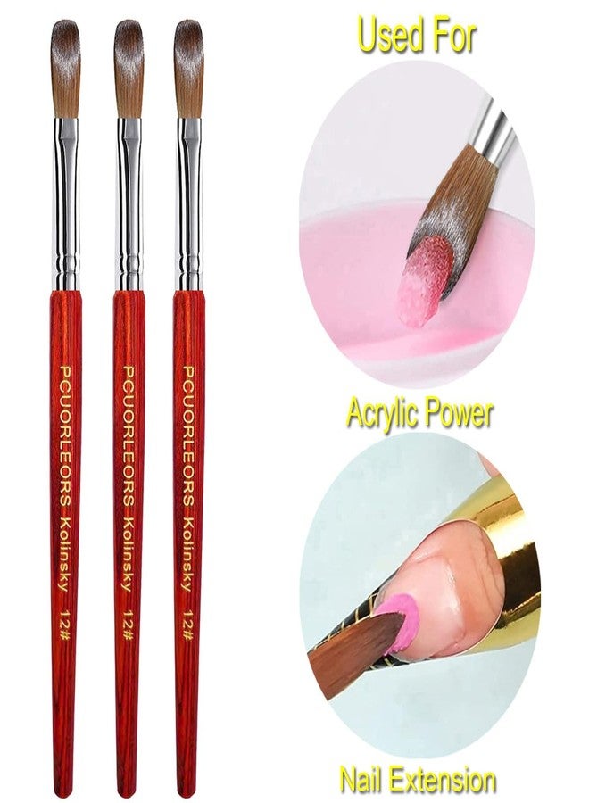PCUORLEORS Acrylic Nail Brush with 100% Pure Kolinsky Sable Hair and Red Wood Hand, Professional Kolinsky/Gel Brush for Acrylic Application (size 12) - Image 3
