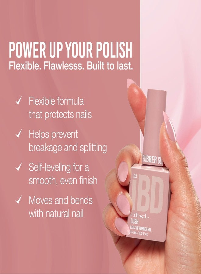 IBD Rubber Gel Polish - Lush, LED/UV Soak Off Builder Gel for Nails, Strengthening Base Coat for Nail Polish & Extensions, 0.5 fl oz - Image 3