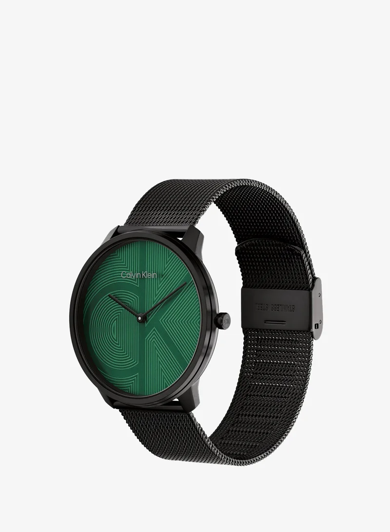 Calvin Klein 2-Hand CK Iconic Collection Quartz Movement Watch For Men With BlaCK Stainless Steel Mesh Bracelet - 25300013