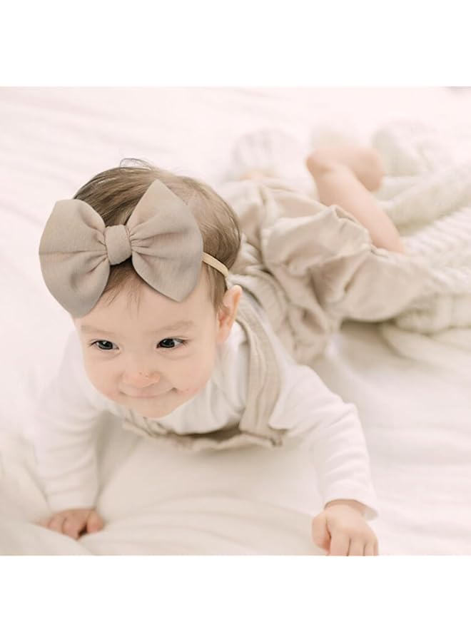 أوزيغالور عصابات رأس من النايلون للبنات حديثي الولادة، عصابات شعر مرنة، عصابات شعر كبيرة للأطفال، إكسسوارات شعر ناعمة ومرنة للأطفال الرضع والأطفال الصغار (بيج، أسود، أبيض) - Image 3