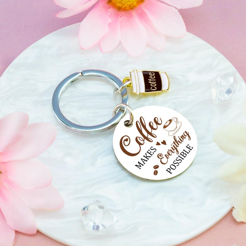 OWIGIU Coffee Lover Gifts for Women Men Coffee Keychain Accessories Barista Gifts for Women Barista Accessories Funny Keychains for Coworker Friend Birthday Christmas Gift Ideas - Image 3