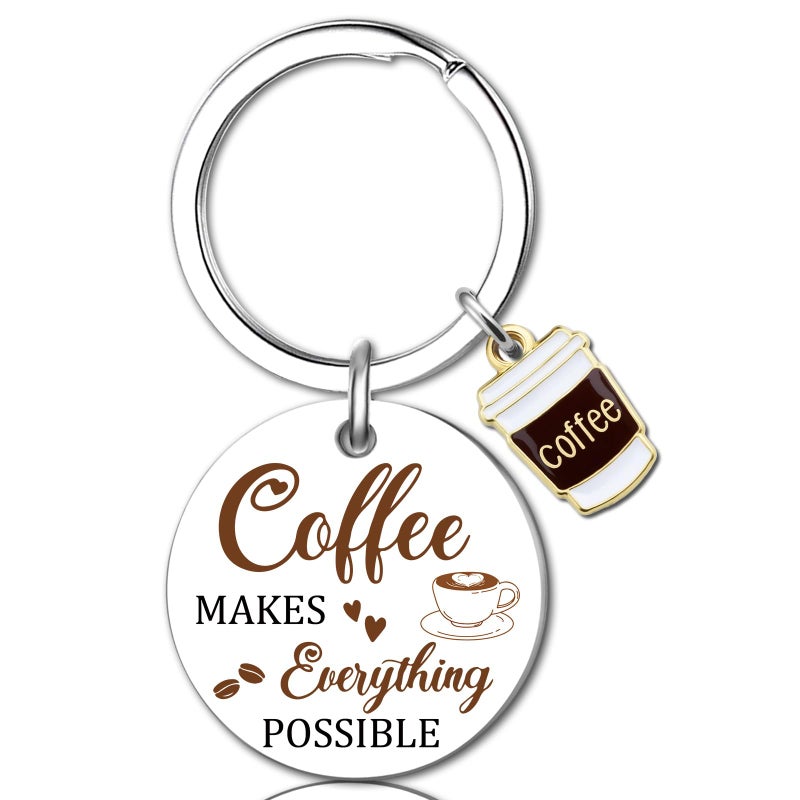 OWIGIU Coffee Lover Gifts for Women Men Coffee Keychain Accessories Barista Gifts for Women Barista Accessories Funny Keychains for Coworker Friend Birthday Christmas Gift Ideas - Image 1