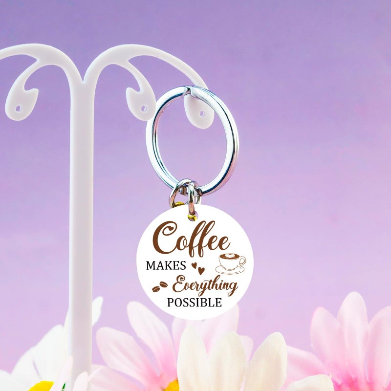 OWIGIU Coffee Lover Gifts for Women Men Coffee Keychain Accessories Barista Gifts for Women Barista Accessories Funny Keychains for Coworker Friend Birthday Christmas Gift Ideas - Image 4