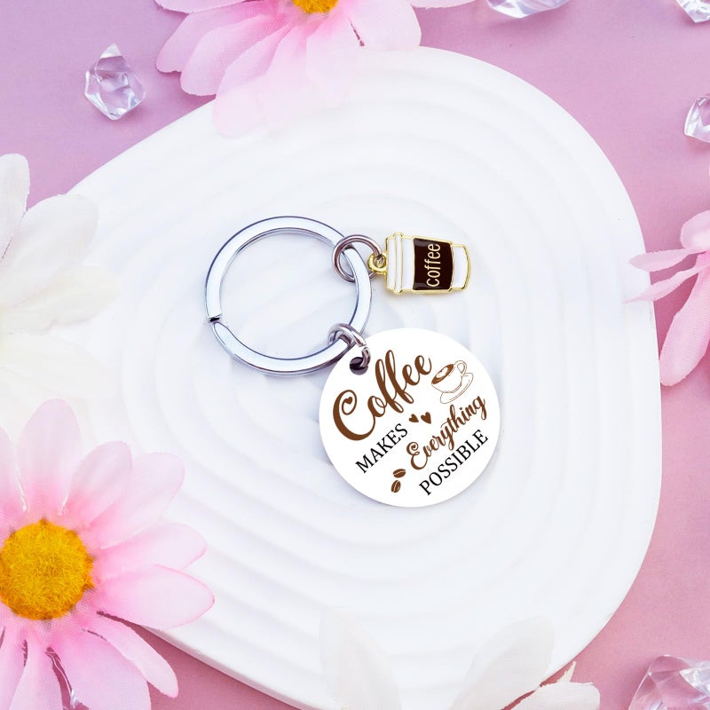 OWIGIU Coffee Lover Gifts for Women Men Coffee Keychain Accessories Barista Gifts for Women Barista Accessories Funny Keychains for Coworker Friend Birthday Christmas Gift Ideas - Image 5