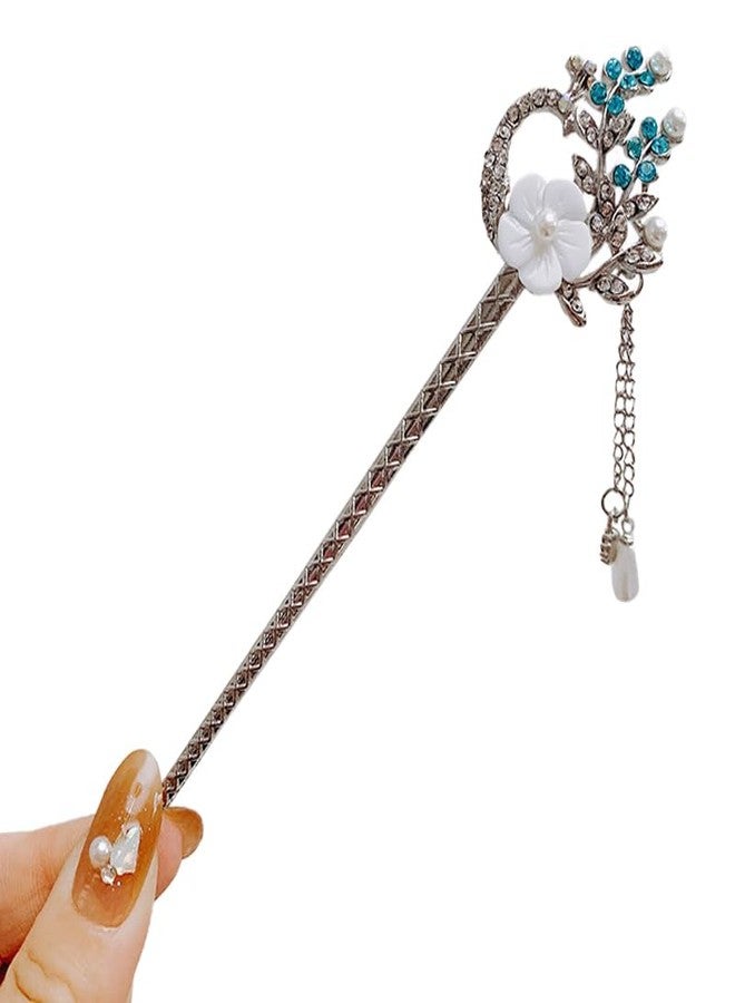 SYGA 1 Piece Ancient Style Pearl Metal Hair Stick Crystal Rhinestones Hair Stick(16 CM) For Women Girls - Image 1