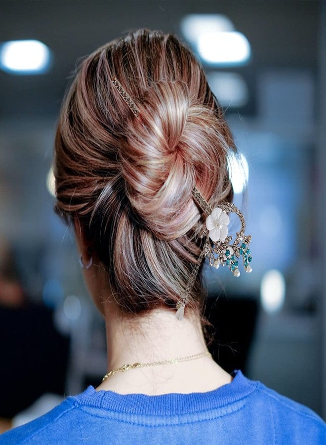 SYGA 1 Piece Ancient Style Pearl Metal Hair Stick Crystal Rhinestones Hair Stick(16 CM) For Women Girls - Image 5