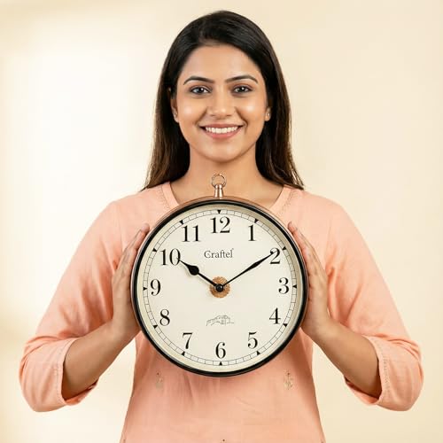 CRAFTEL Double Sided Station Wall Clock Electroplated | English Roman Numerals | Brass Body Aluminum Matte-Finish Dial | Dial - 10 Inches, Rose Gold | 365 Days Warranty - Image 5