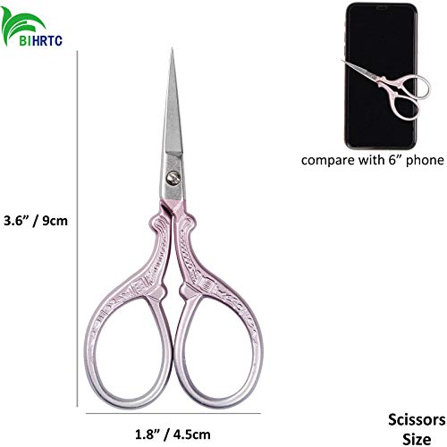 BIHRTC 3.6 Inch Little Stainless Steel Sharp Scissors Sewing Craft DIY Tools Shears for Embroidery Needlework Office Craft Houshold Needlepoint Scissors - Image 2