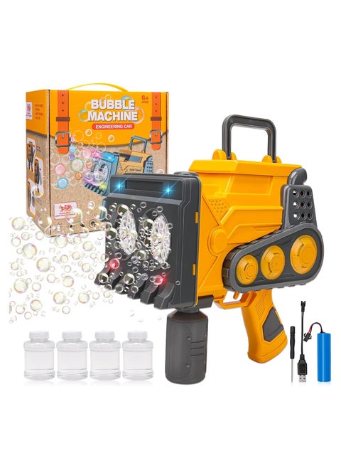 Automatic Bubble Gun Spraying Big Bubbles Engineering Car Electric Bubble Machine With Colorful Lights & Bubble Solution For Kids Adults Bubble Maker For Indoor And Outdoor Play
