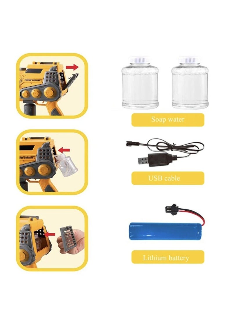 Bubble - Automatic Bubble Gun Spraying Big Bubbles Engineering Car Electric Bubble Machine With Colorful Lights & Bubble Solution For Kids Adults Bubble Maker For Indoor And Outdoor Play - Image 1
