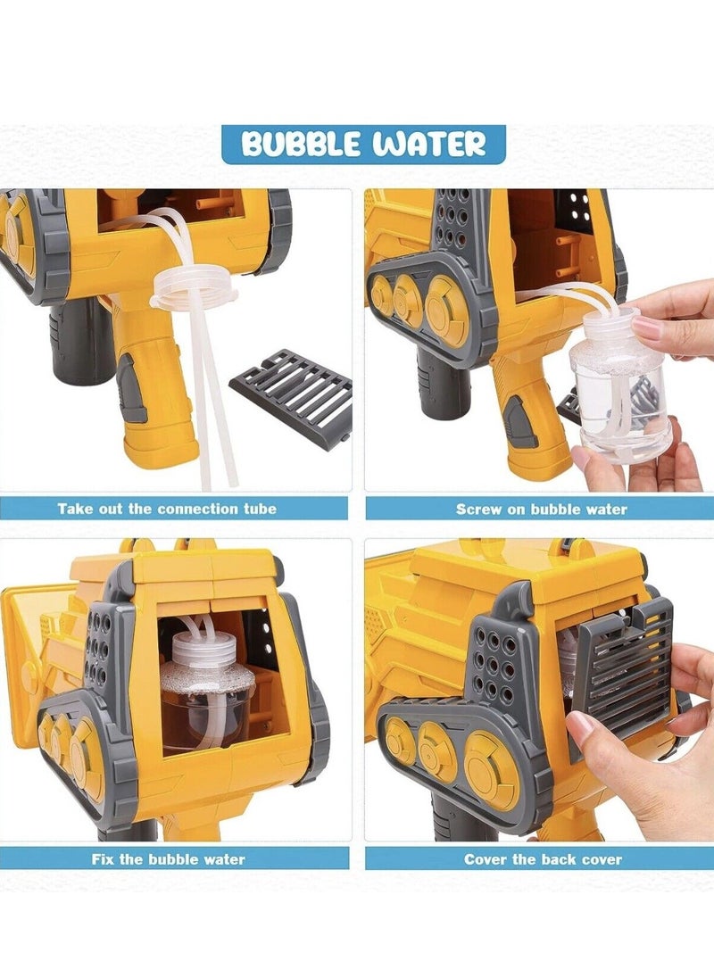 Bubble - Automatic Bubble Gun Spraying Big Bubbles Engineering Car Electric Bubble Machine With Colorful Lights & Bubble Solution For Kids Adults Bubble Maker For Indoor And Outdoor Play - Image 1