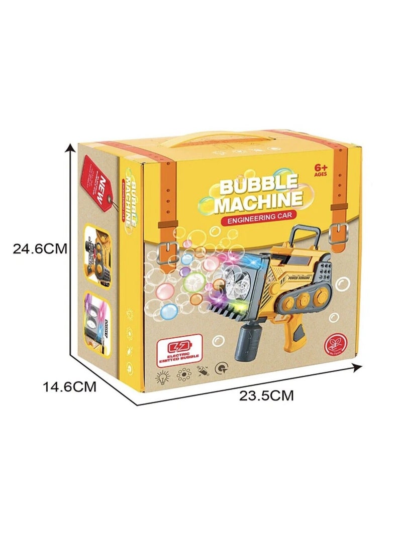 Bubble - Automatic Bubble Gun Spraying Big Bubbles Engineering Car Electric Bubble Machine With Colorful Lights & Bubble Solution For Kids Adults Bubble Maker For Indoor And Outdoor Play - Image 1