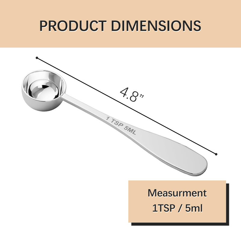 BERYLER 2PCS 1tsp(1/3tbsp, 5 ml) Single Measuring Spoon, Stainless Steel Individual Teaspoon, Metal Measure Scoop with Gift Box - Image 2