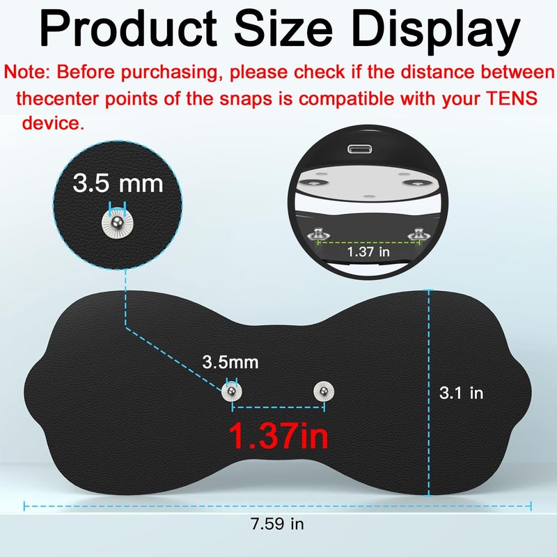 MASTOGO Tens Unit Wireless Electrode Pads, Replacement Electrode Pads with Standard 3.5mm Snap-on Connectors(4PCS/Set)(Black) - Image 3