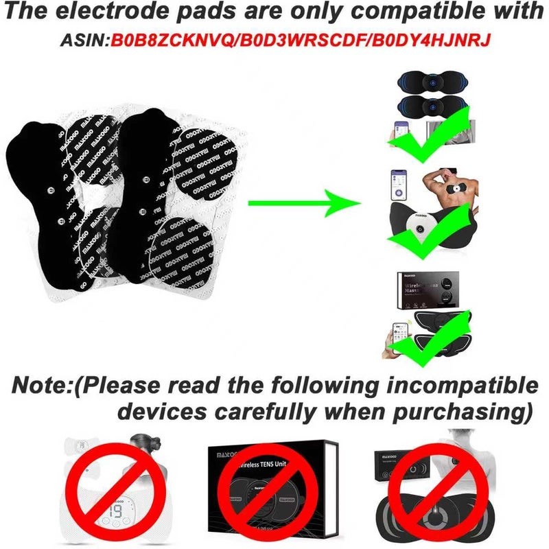 MASTOGO Tens Unit Wireless Electrode Pads, Replacement Electrode Pads with Standard 3.5mm Snap-on Connectors(4PCS/Set)(Black) - Image 4