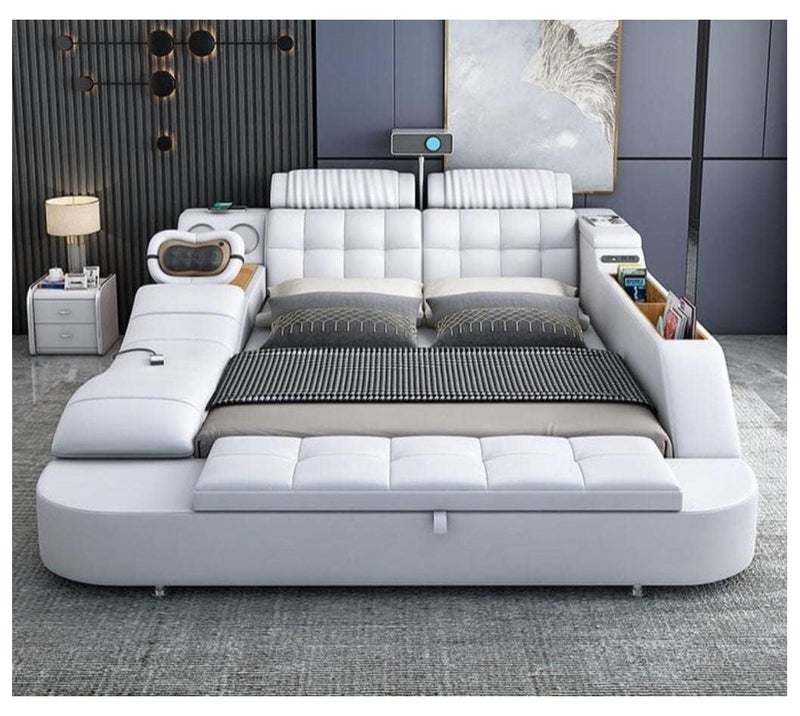 AWD Smart Bed Provided with Projector, Wireless Charging, Bluetooth Speaker, Stool, Small Dressing Table, Safe Box, Side Cabinet and Massage for Back and Neck. King Size Smart Bed. - Image 1