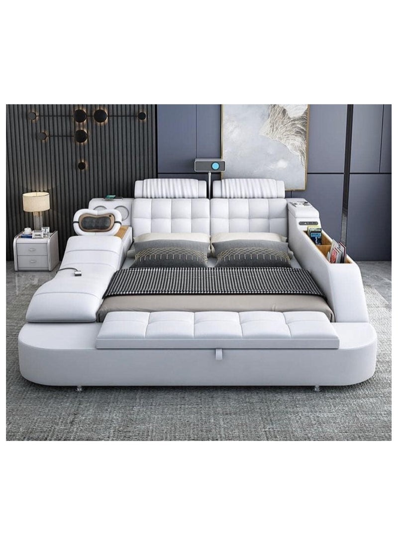 AWD - Smart Bed Provided with Projector, Wireless Charging, Bluetooth Speaker, Stool, Small Dressing Table, Safe Box, Side Cabinet and Massage for Back and Neck. King Size Smart Bed. - Image 1