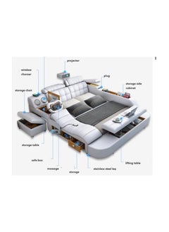AWD Smart Bed Provided with Projector, Wireless Charging, Bluetooth Speaker, Stool, Small Dressing Table, Safe Box, Side Cabinet and Massage for Back and Neck. King Size Smart Bed.  - Image 2