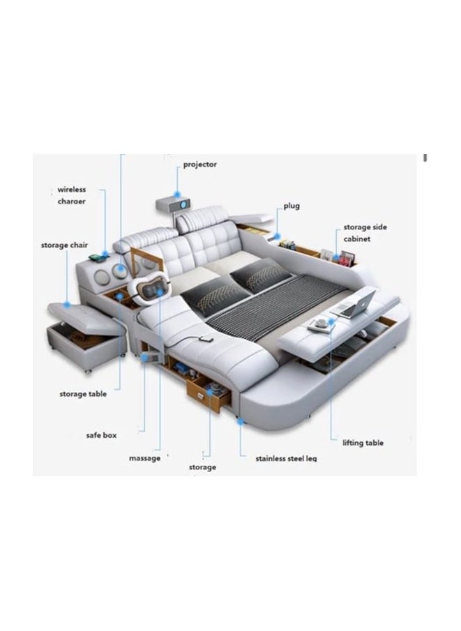 AWD - Smart Bed Provided with Projector, Wireless Charging, Bluetooth Speaker, Stool, Small Dressing Table, Safe Box, Side Cabinet and Massage for Back and Neck. King Size Smart Bed. - Image 1