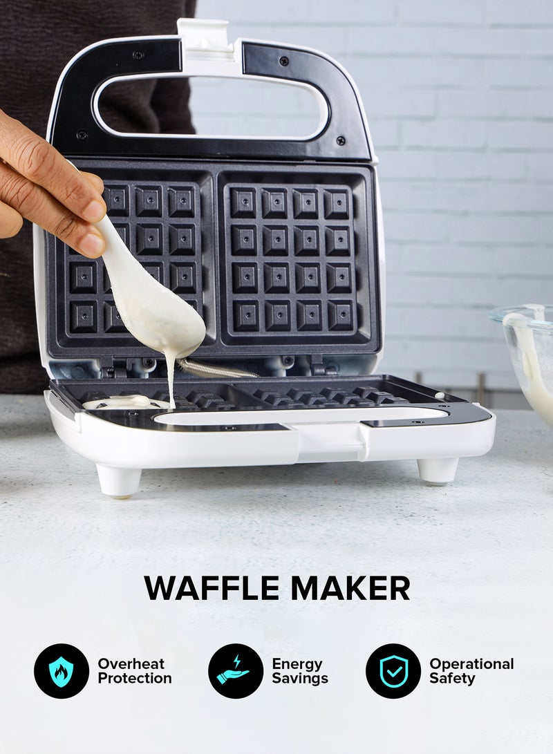GEEPAS Waffle Maker, 2 Slice Electric Waffle Maker| Non-Stick Waffle Maker with Adjustable Temperature Control | Cool Touch Body | Overheat Protection & Safety Lock 2 Slices 750 W GWM676N White - Image 4