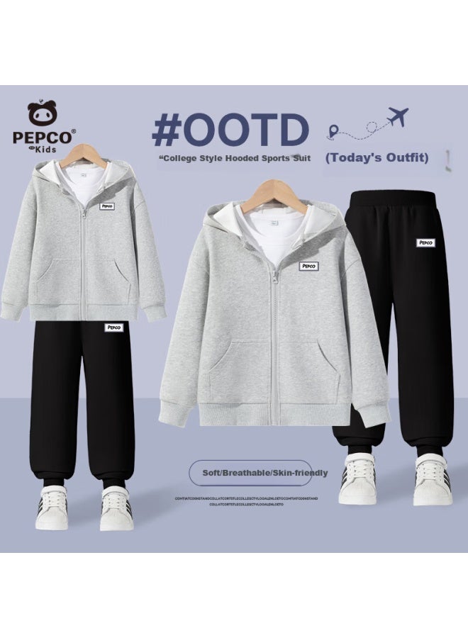 Pepco Boys' Outfit Spring And Autumn  New Thin Hooded Sweatshirt Cardigan Big Kids Sports Spring Two-piece Set