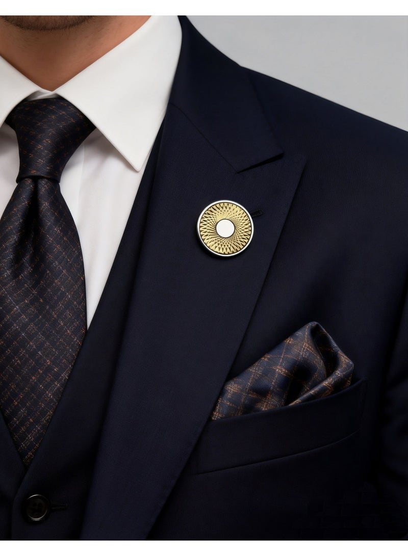 HomeNoor Classic Arc Spin Brooch, Two-Tone Round Lapel Pin, Premium Suit Accessory for Business, Wedding, Formal & Casual Wear, Perfect Gift for Men & Women - Image 2