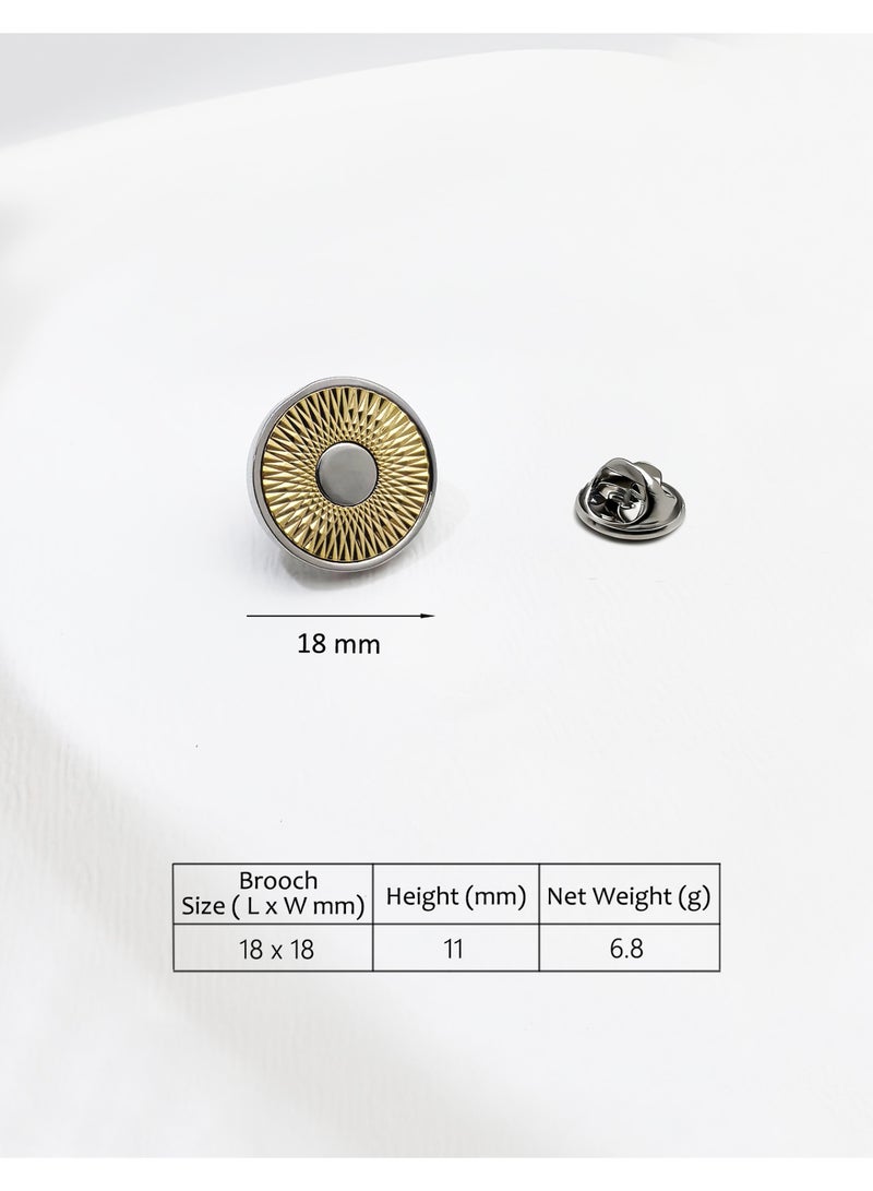 HomeNoor Classic Arc Spin Brooch, Two-Tone Round Lapel Pin, Premium Suit Accessory for Business, Wedding, Formal & Casual Wear, Perfect Gift for Men & Women - Image 3